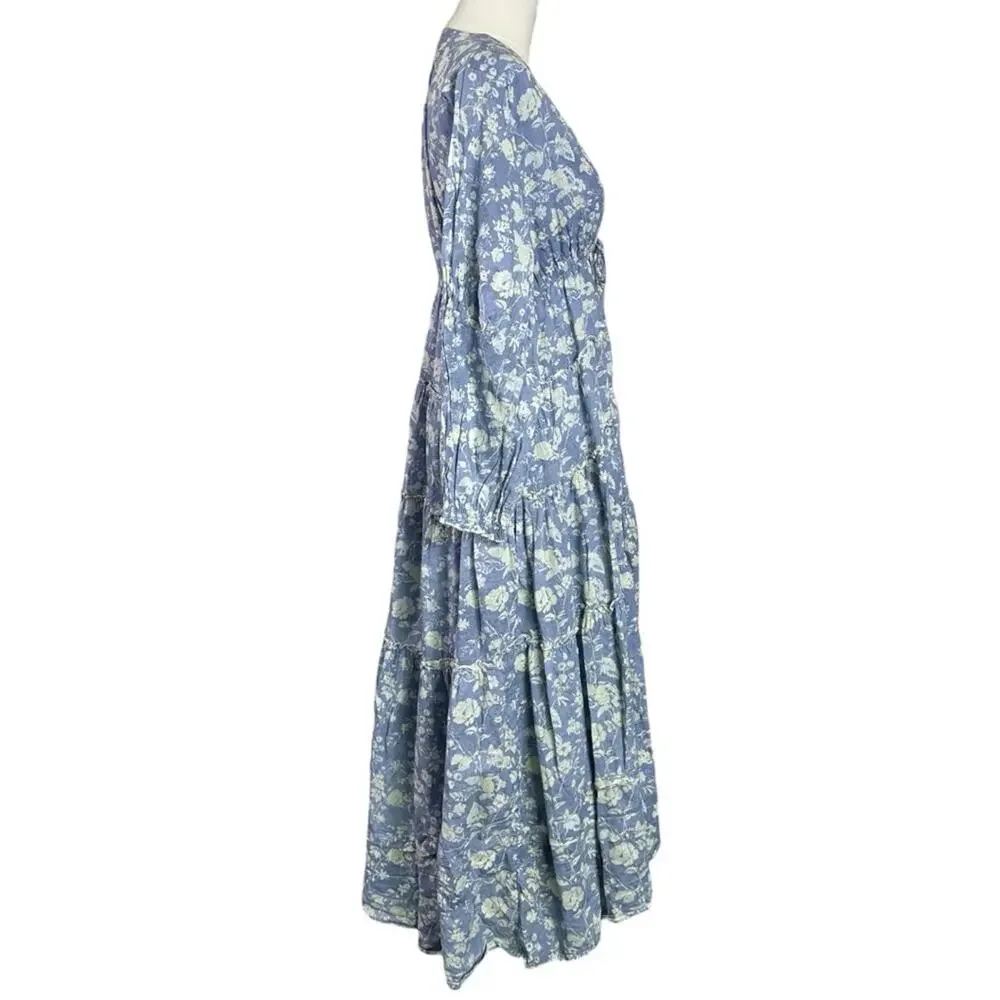 Free People Ethereal Dainty Cottage Pappiet Midi Dress Bluebell Maxi Top Large